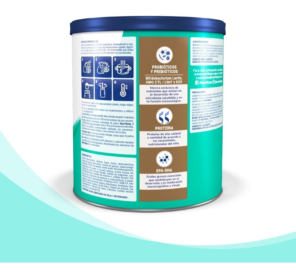 Leche En Polvo Nutribaby Hmo Etapa 3 En Lata 2x800g