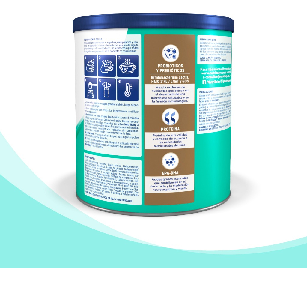 Leche En Polvo Nutribaby Hmo Etapa 3 En Lata 4x800g