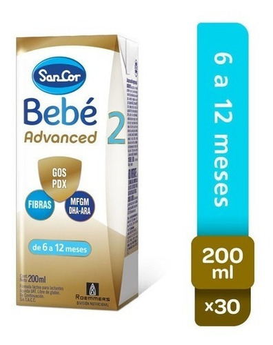 [501001024BA] Sancor Bebe Advanced Formula Etapa 2 Brick 30 Unid X 200 Ml